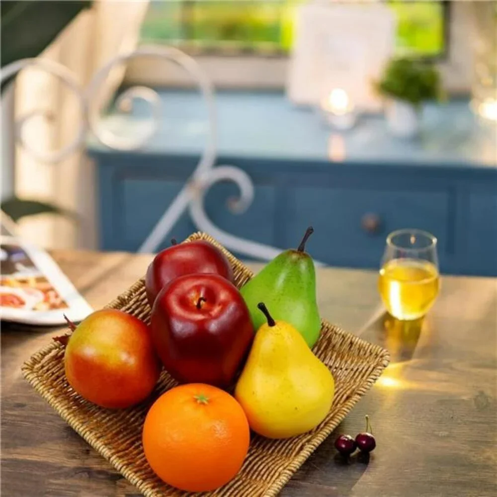 6pcs artificial fruit set fake apples pears oranges pomegranate home party decor